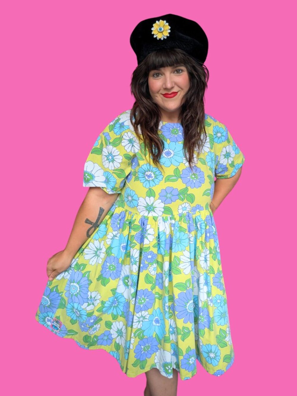 Upcycled Vintage 1970's Floral Bedsheet Dress Fits an Oversized S-M or L-XL